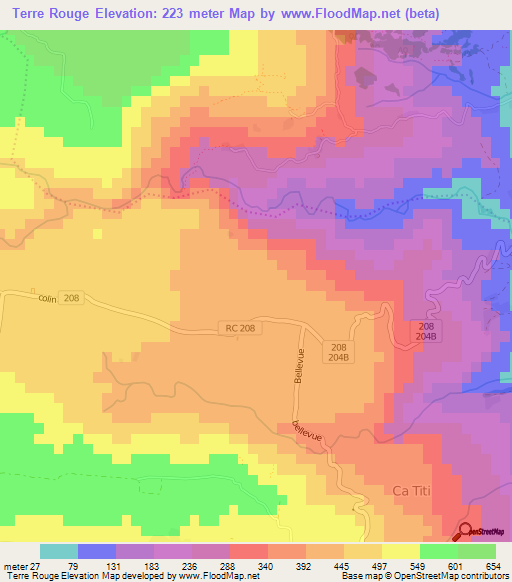 Terre Rouge,Haiti Elevation Map