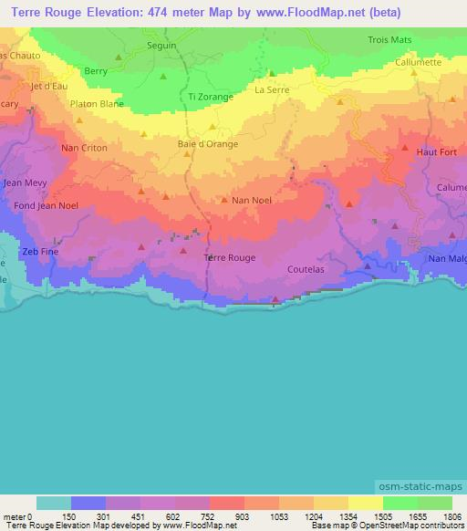 Terre Rouge,Haiti Elevation Map