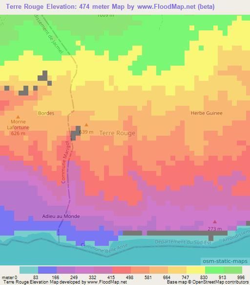 Terre Rouge,Haiti Elevation Map