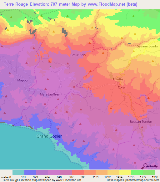 Terre Rouge,Haiti Elevation Map