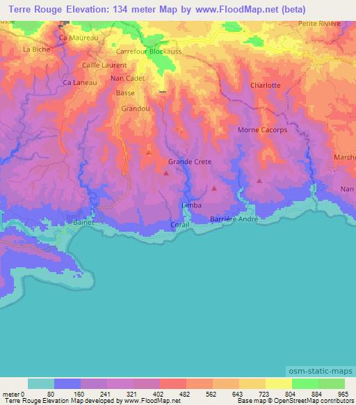 Terre Rouge,Haiti Elevation Map