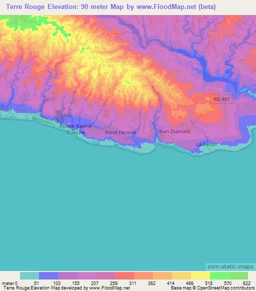 Terre Rouge,Haiti Elevation Map