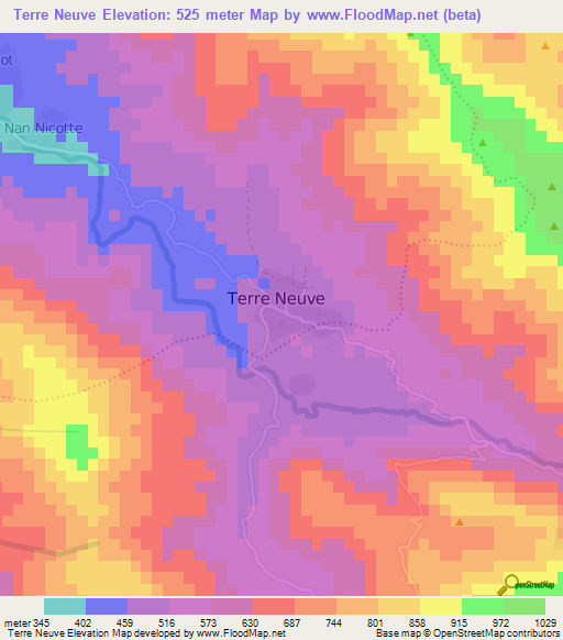 Terre Neuve,Haiti Elevation Map