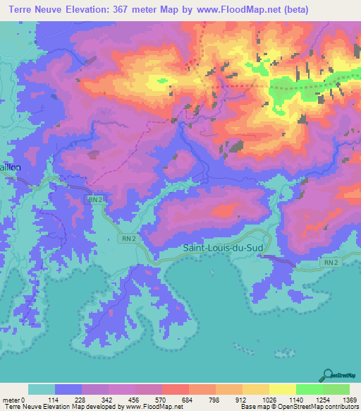 Terre Neuve,Haiti Elevation Map