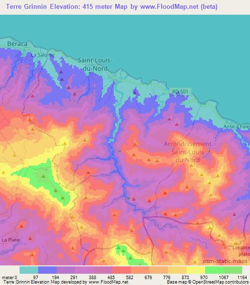 Terre Grinnin,Haiti Elevation Map