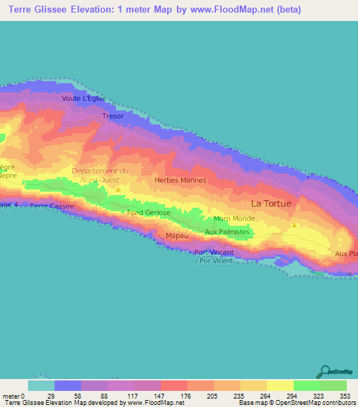 Terre Glissee,Haiti Elevation Map