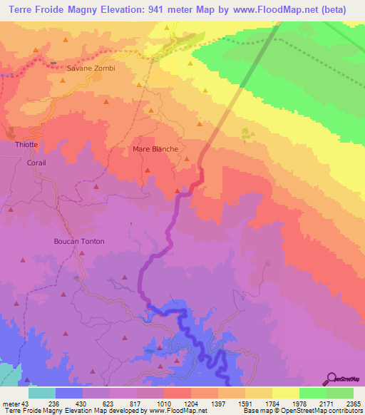 Terre Froide Magny,Haiti Elevation Map