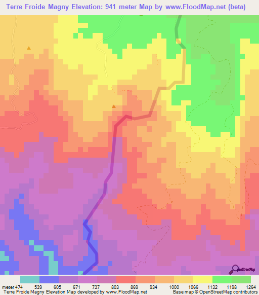 Terre Froide Magny,Haiti Elevation Map