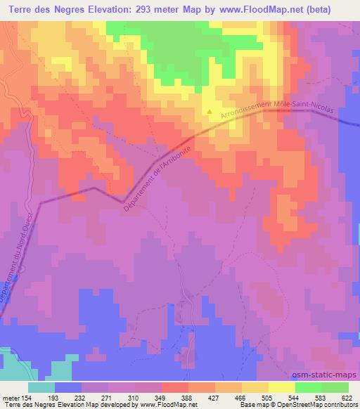 Terre des Negres,Haiti Elevation Map