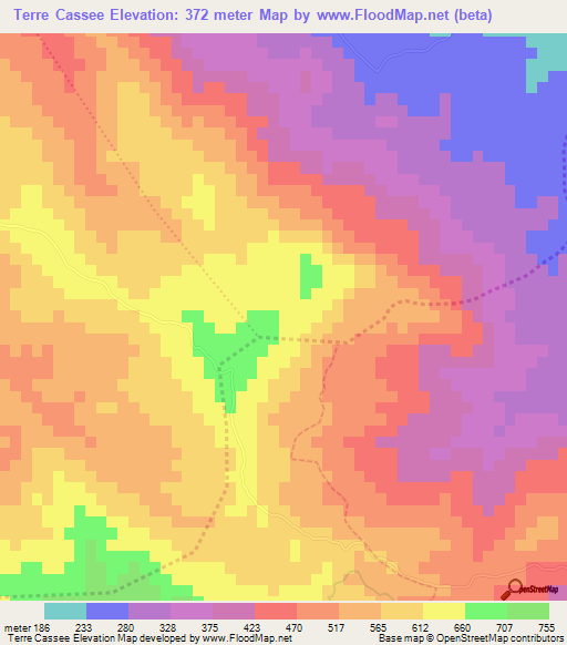 Terre Cassee,Haiti Elevation Map