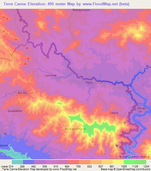 Terre Canne,Haiti Elevation Map