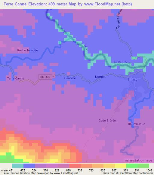 Terre Canne,Haiti Elevation Map