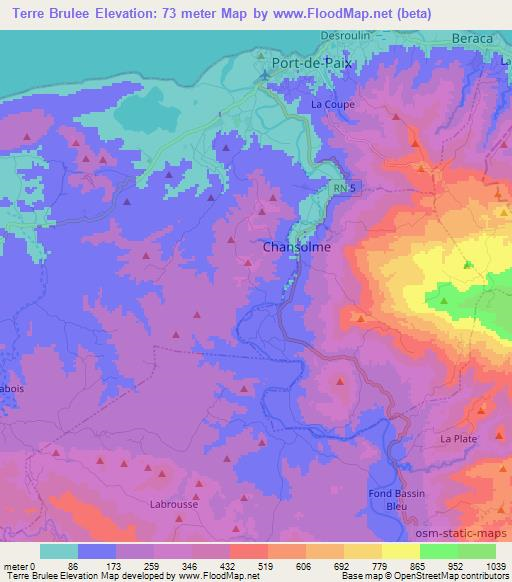 Terre Brulee,Haiti Elevation Map