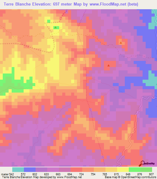 Terre Blanche,Haiti Elevation Map