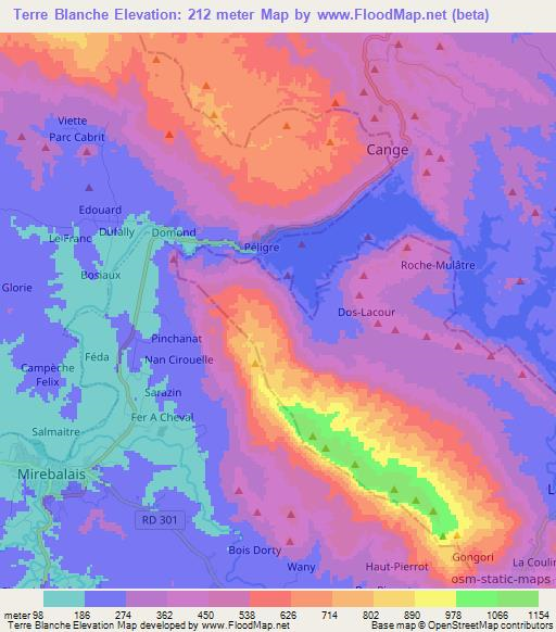 Terre Blanche,Haiti Elevation Map