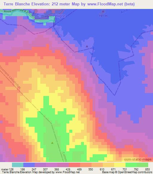 Terre Blanche,Haiti Elevation Map