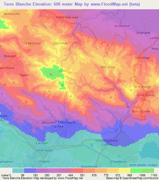 Terre Blanche,Haiti Elevation Map