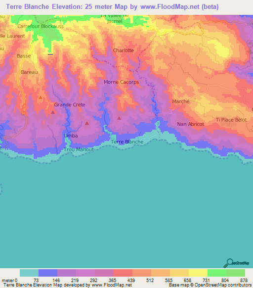 Terre Blanche,Haiti Elevation Map