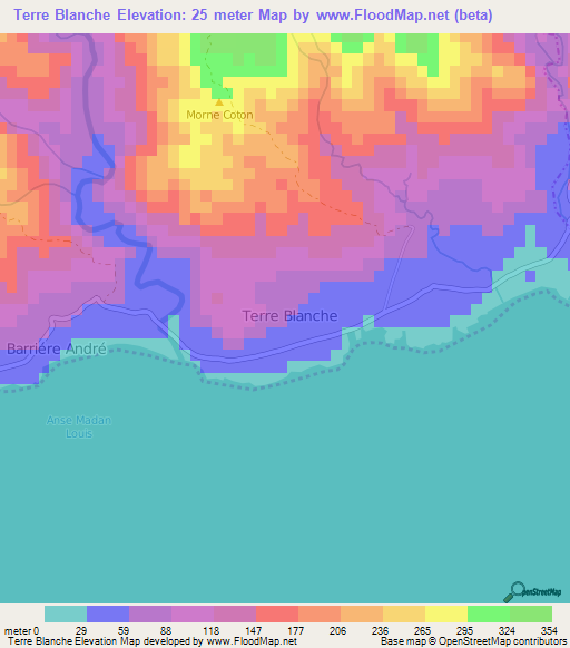 Terre Blanche,Haiti Elevation Map