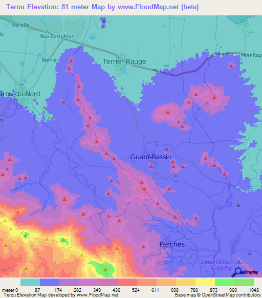 Terou,Haiti Elevation Map