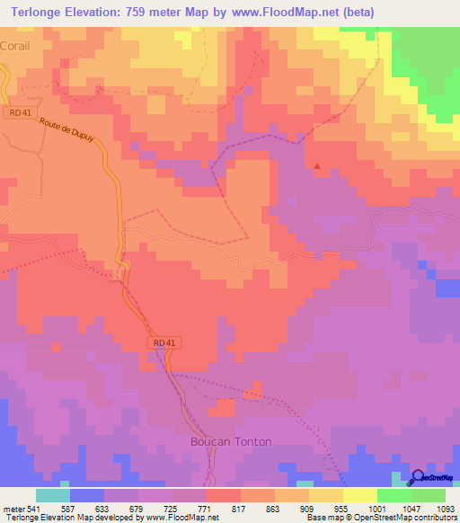 Terlonge,Haiti Elevation Map