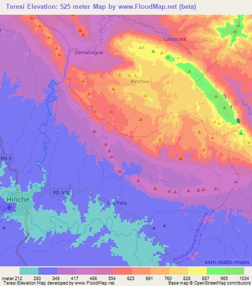 Teresi,Haiti Elevation Map