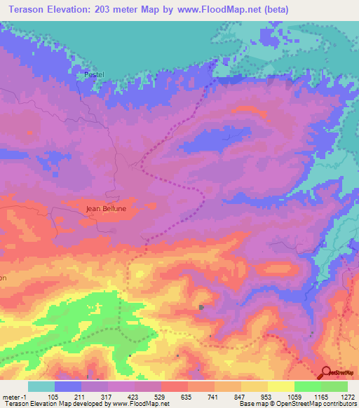 Terason,Haiti Elevation Map