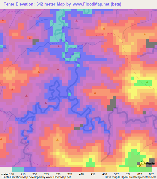 Tente,Haiti Elevation Map