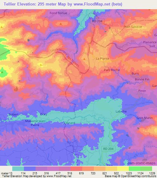 Tellier,Haiti Elevation Map