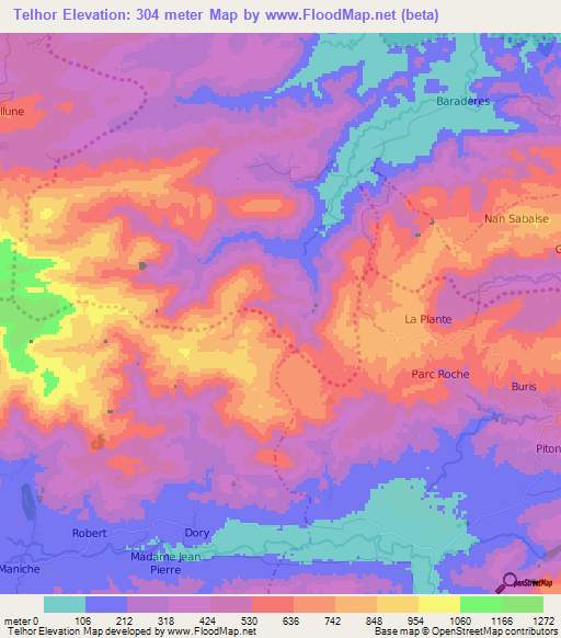 Telhor,Haiti Elevation Map