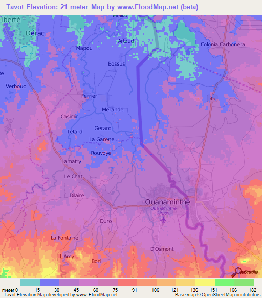 Tavot,Haiti Elevation Map