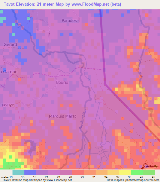 Tavot,Haiti Elevation Map