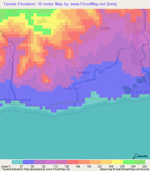 Tavette,Haiti Elevation Map