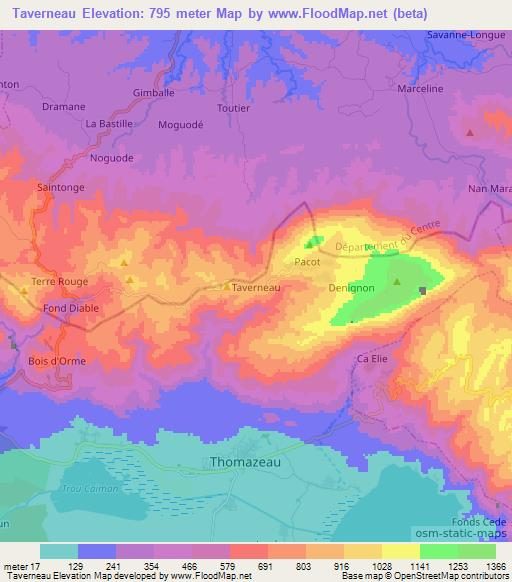 Taverneau,Haiti Elevation Map