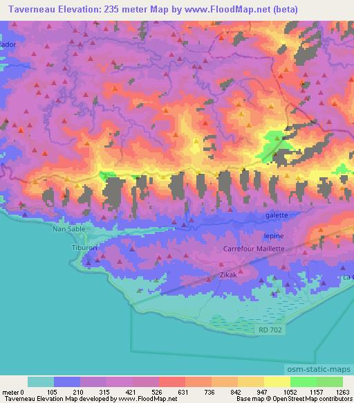 Taverneau,Haiti Elevation Map