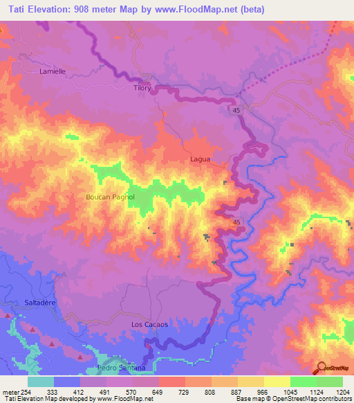 Tati,Haiti Elevation Map