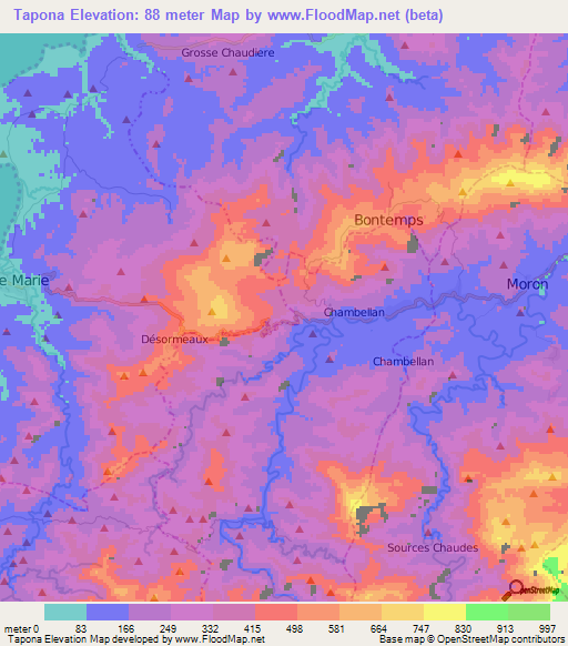 Tapona,Haiti Elevation Map