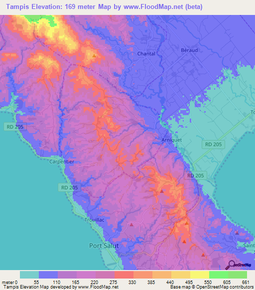 Tampis,Haiti Elevation Map