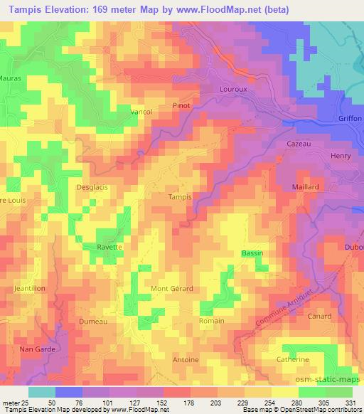 Tampis,Haiti Elevation Map