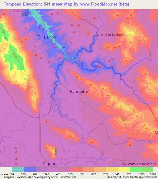 Tampana,Haiti Elevation Map