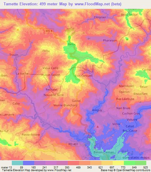 Tamette,Haiti Elevation Map