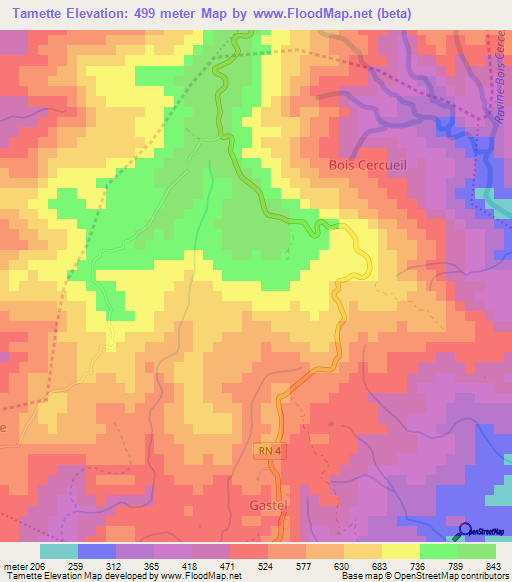 Tamette,Haiti Elevation Map