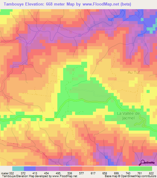 Tambouye,Haiti Elevation Map