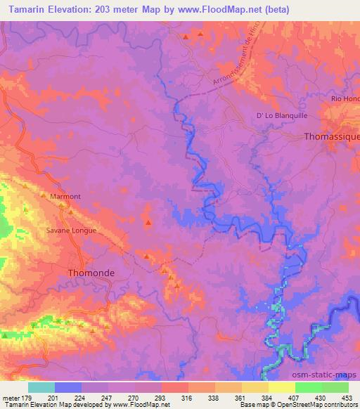 Tamarin,Haiti Elevation Map