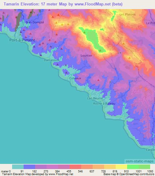 Tamarin,Haiti Elevation Map