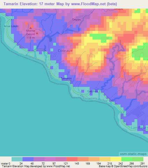 Tamarin,Haiti Elevation Map