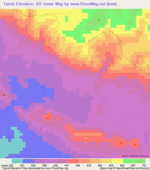 Tacob,Haiti Elevation Map