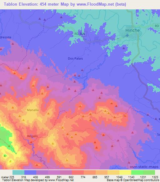 Tablon,Haiti Elevation Map