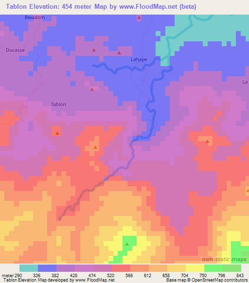 Tablon,Haiti Elevation Map