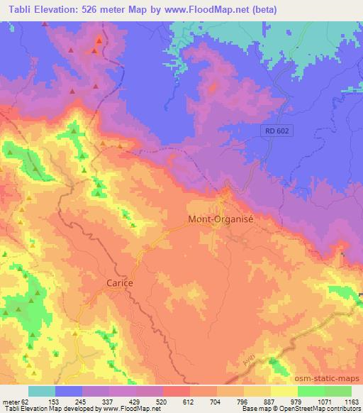 Tabli,Haiti Elevation Map